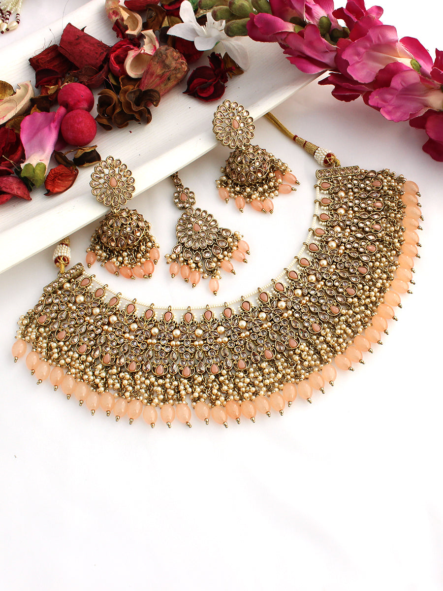 Laura Necklace Set-Peach