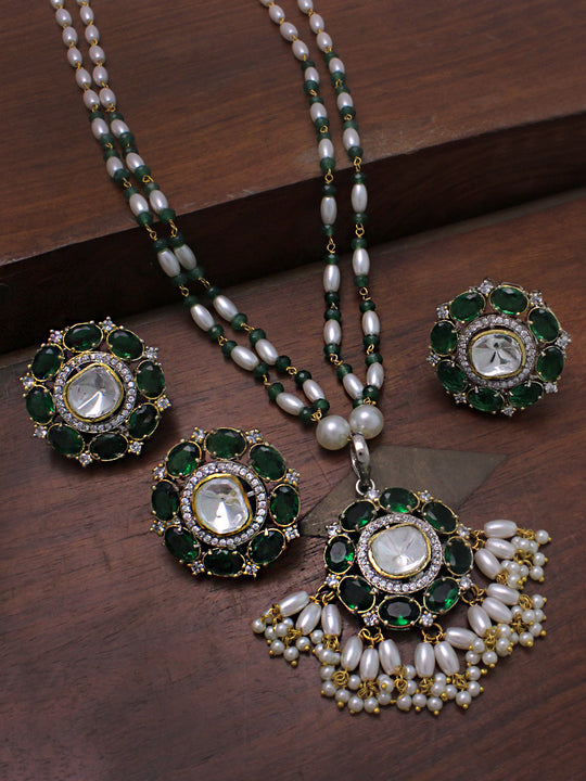 Kavisha Necklace Set with Ring-Green