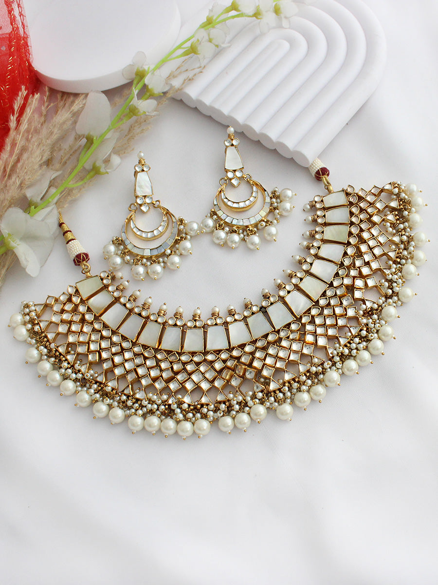 Deveshi Necklace Set-Ivory