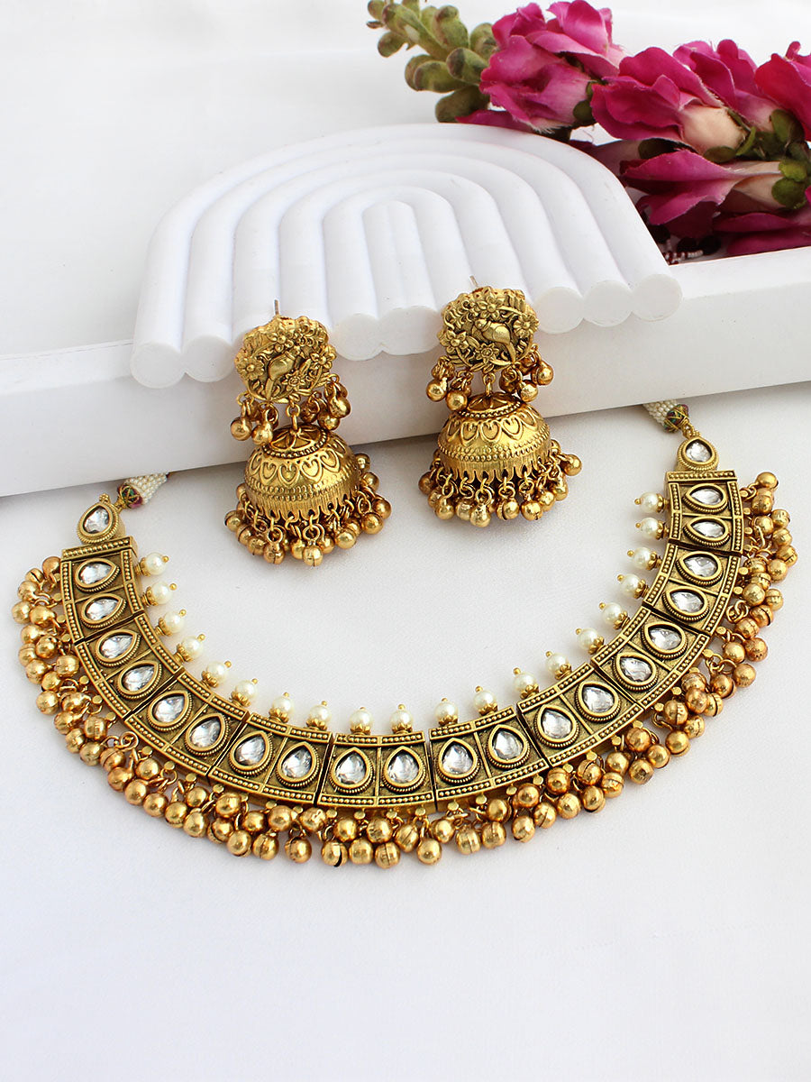 Norika Necklace Set-Antique Gold