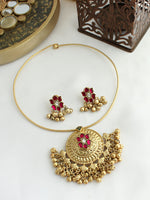 Pragya Hasli Necklace Set-Hot Pink