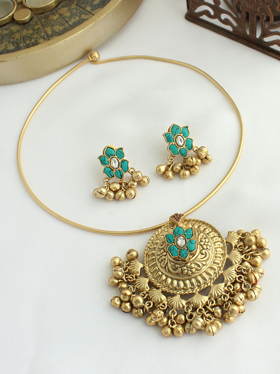 Pragya Hasli Necklace Set-Turquoise
