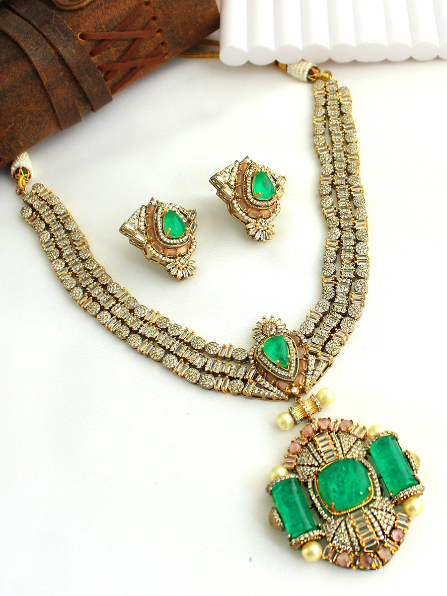 Barkat Necklace Set-Green