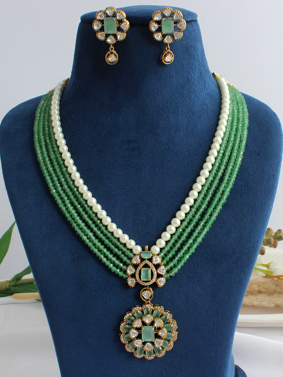 Virisha Long Necklace Set-mint Green