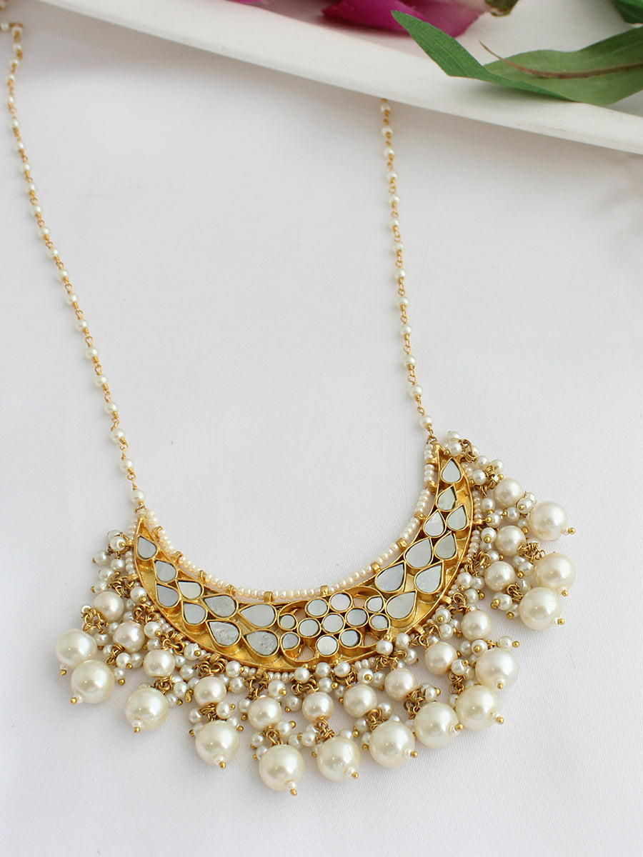 Vartika Pendant Long Necklace-Ivory