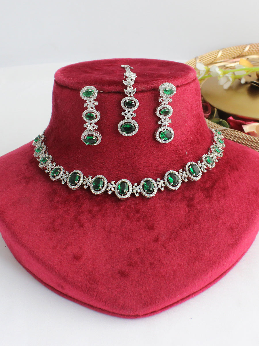 Aneri Necklace Set-Green