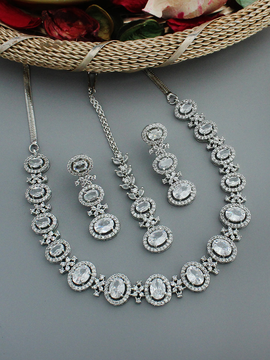Aneri Necklace Set-Silver