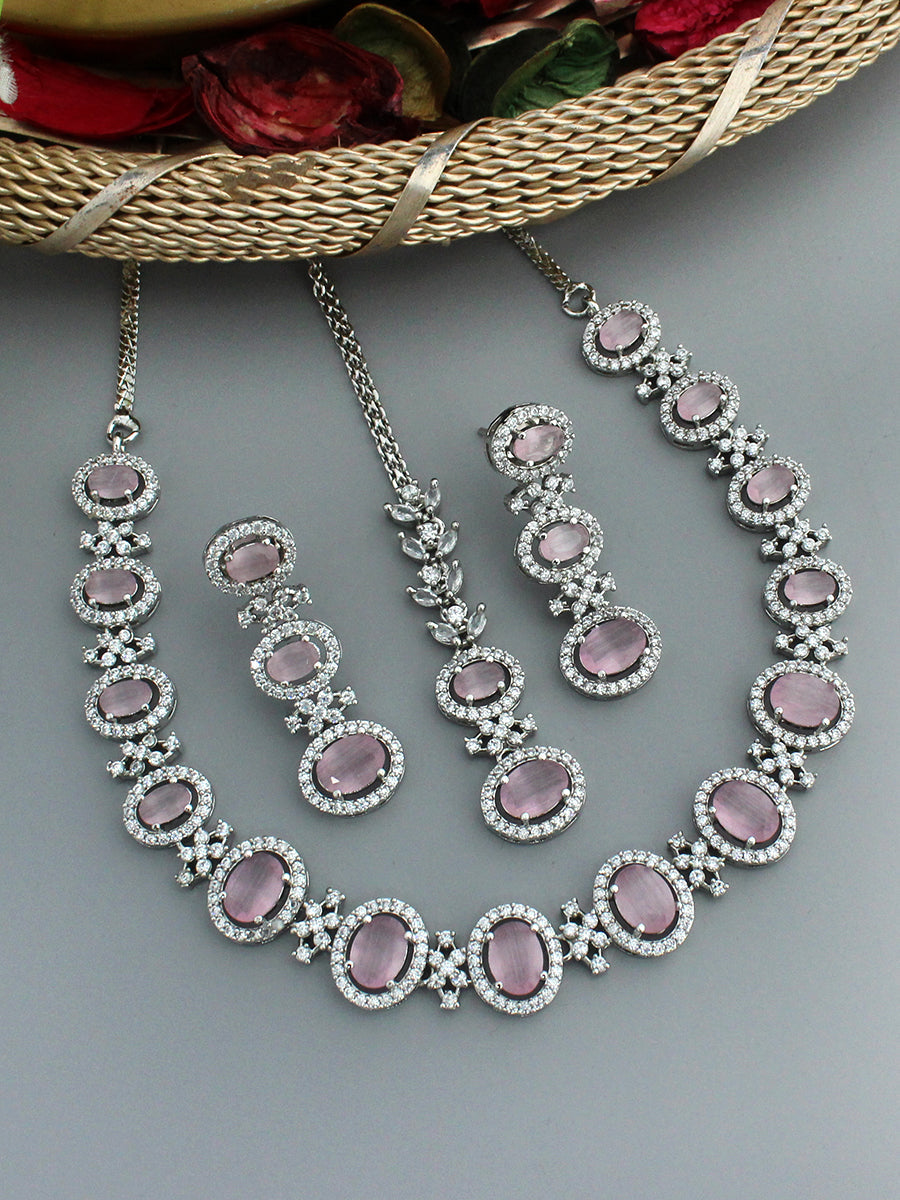 Aneri Necklace Set-Pastel Pink