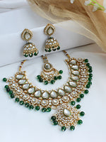 Sharvika Bib Necklace Set-Green