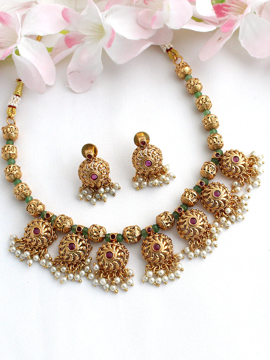 Prajna Necklace Set-Hot Pink