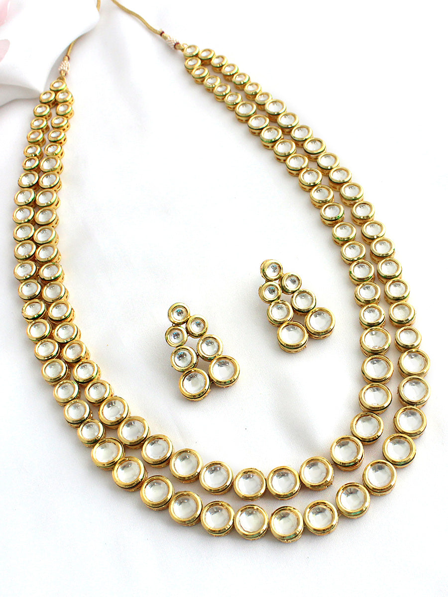 Gulnaaz 2 Layered Necklace Set-White