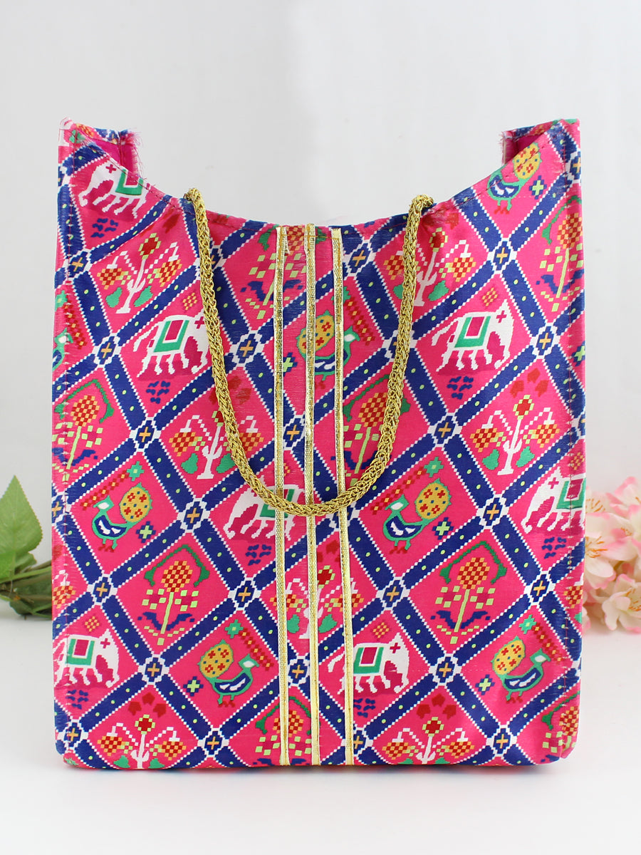 Patola Print Bag / Wedding Favors-Pink