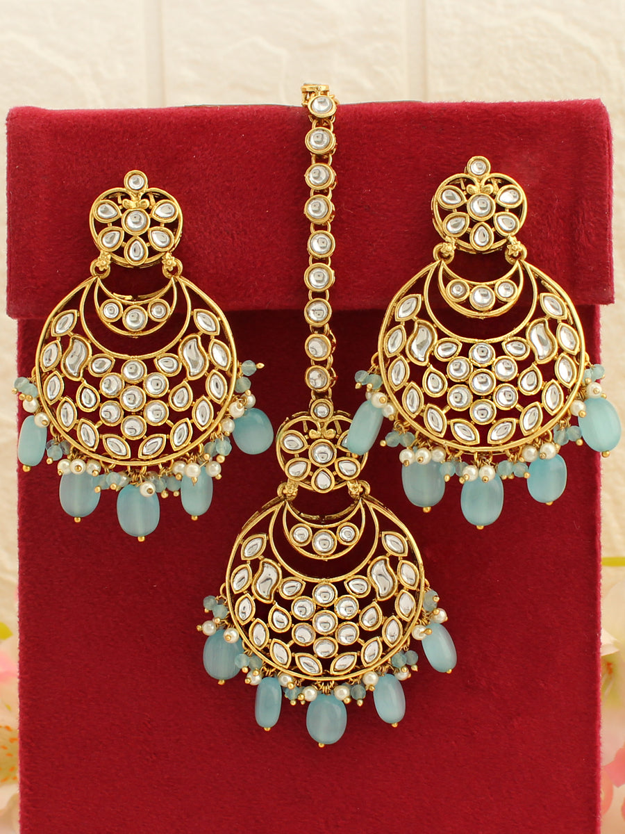 Snehal Earrings & Tikka-Pastel Blue