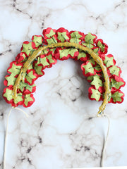 Henna Artificial Flowers Hair Bun Bridal Gajra-Red