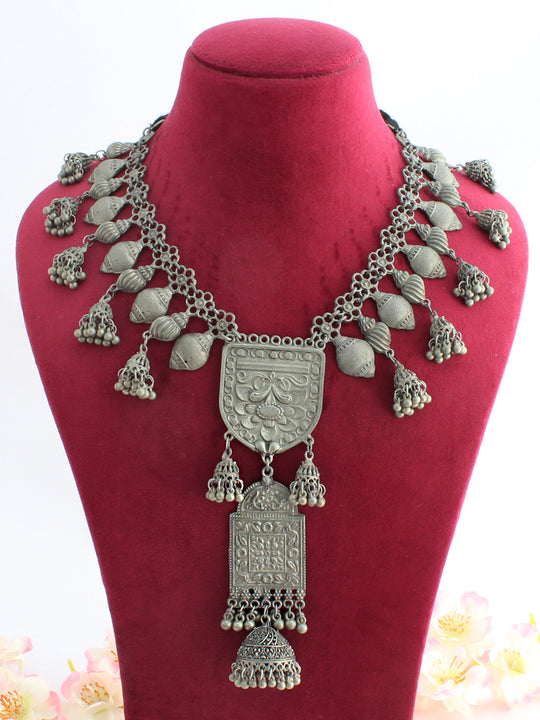 Erina Long Necklace-Antique Silver