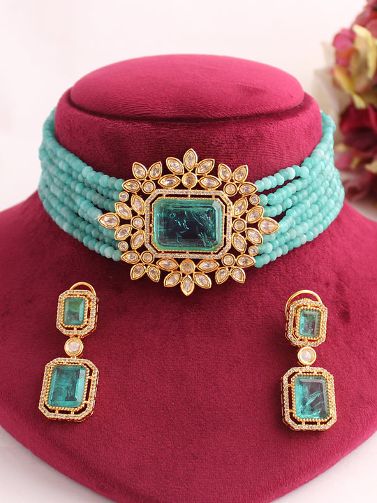 Anvi Necklace Set-Turquoise
