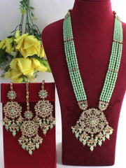 Aakriti Long Necklace Set-Mint Green