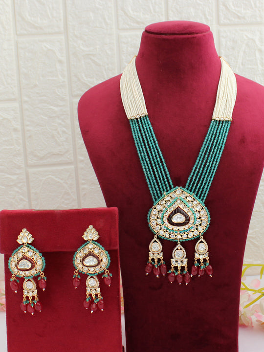 Netra Long Necklace Set-Multi Color