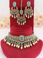 Pakhi Choker Necklace Set-Aqua