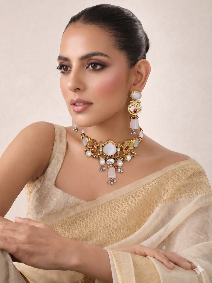 Maya Choker Necklace Set-Ivory