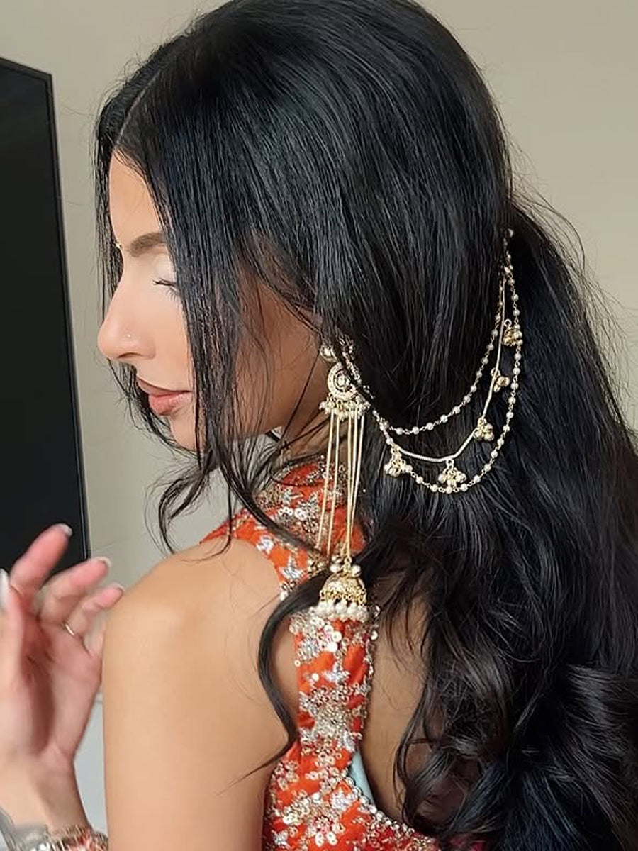 Urjita Long Earrings with Ear Chain