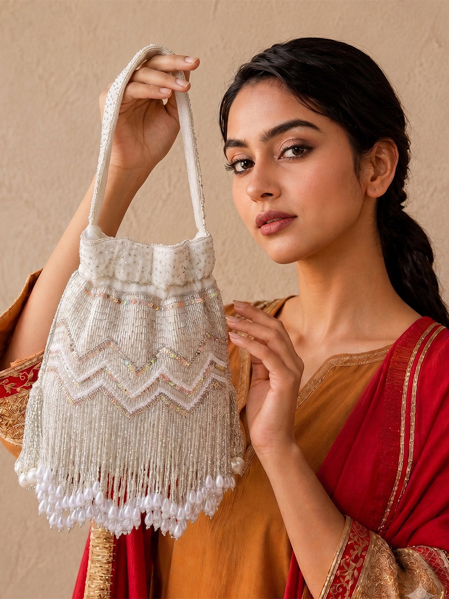 Romika Potli Bag-Ivory