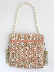 Rasika Mirror Potli Bag-Peach