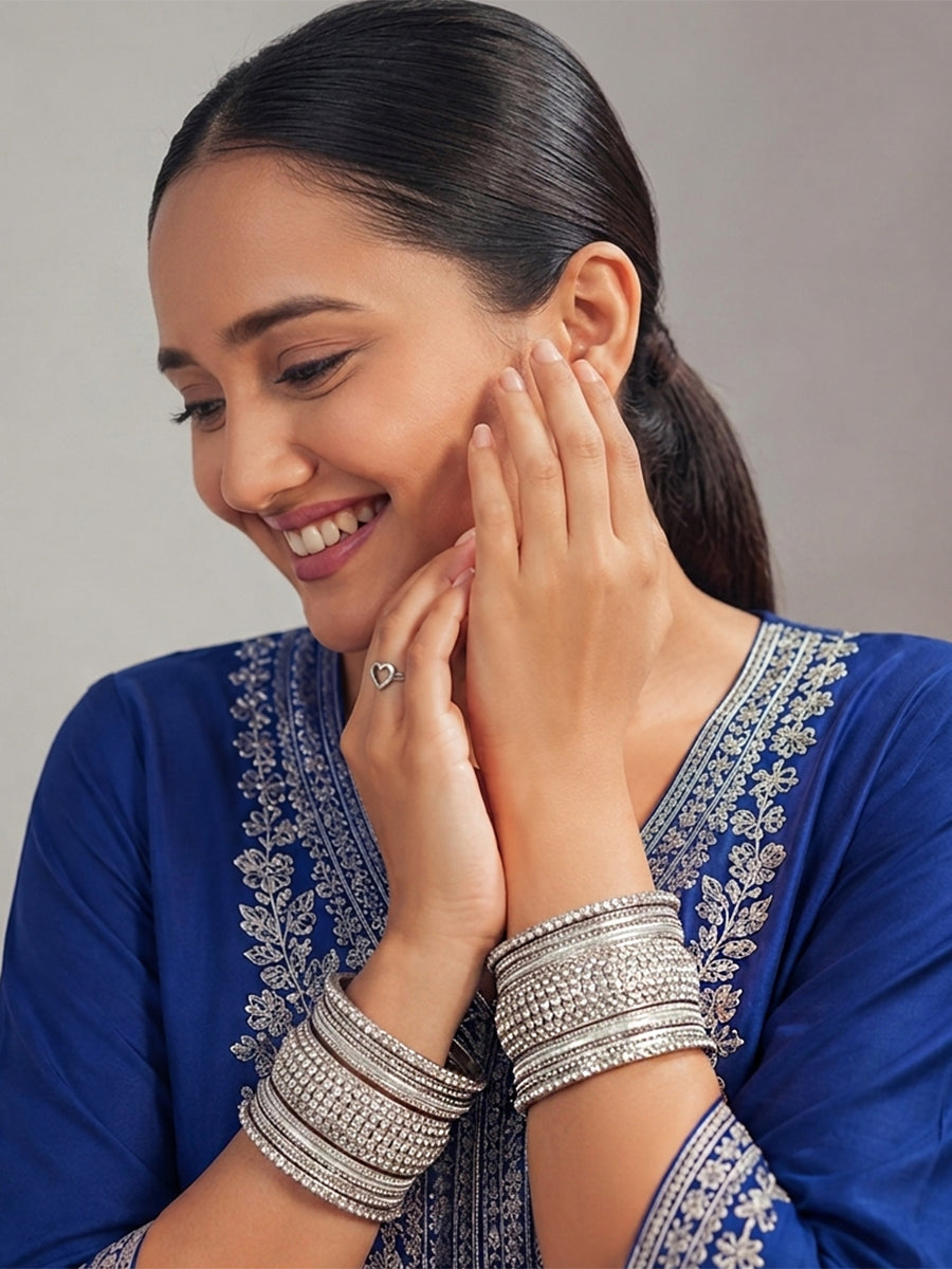 Maryam Bangle Set-Silver