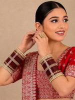 Ritavi Bridal Choora Bangle Set-Dark Maroon