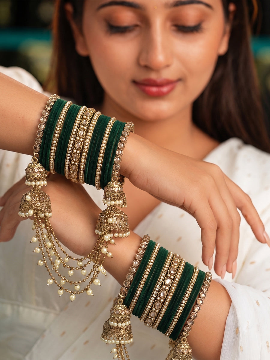 Archita Bangle set/ Stack- Green
