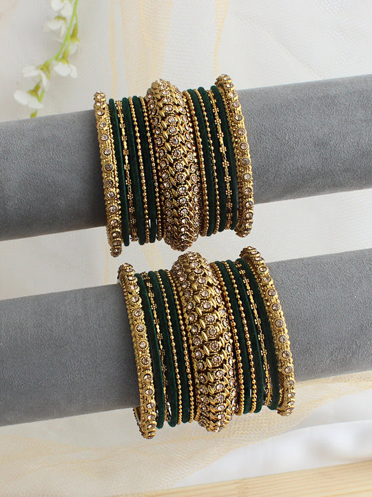 Charu Bangle Set / Stack-Green