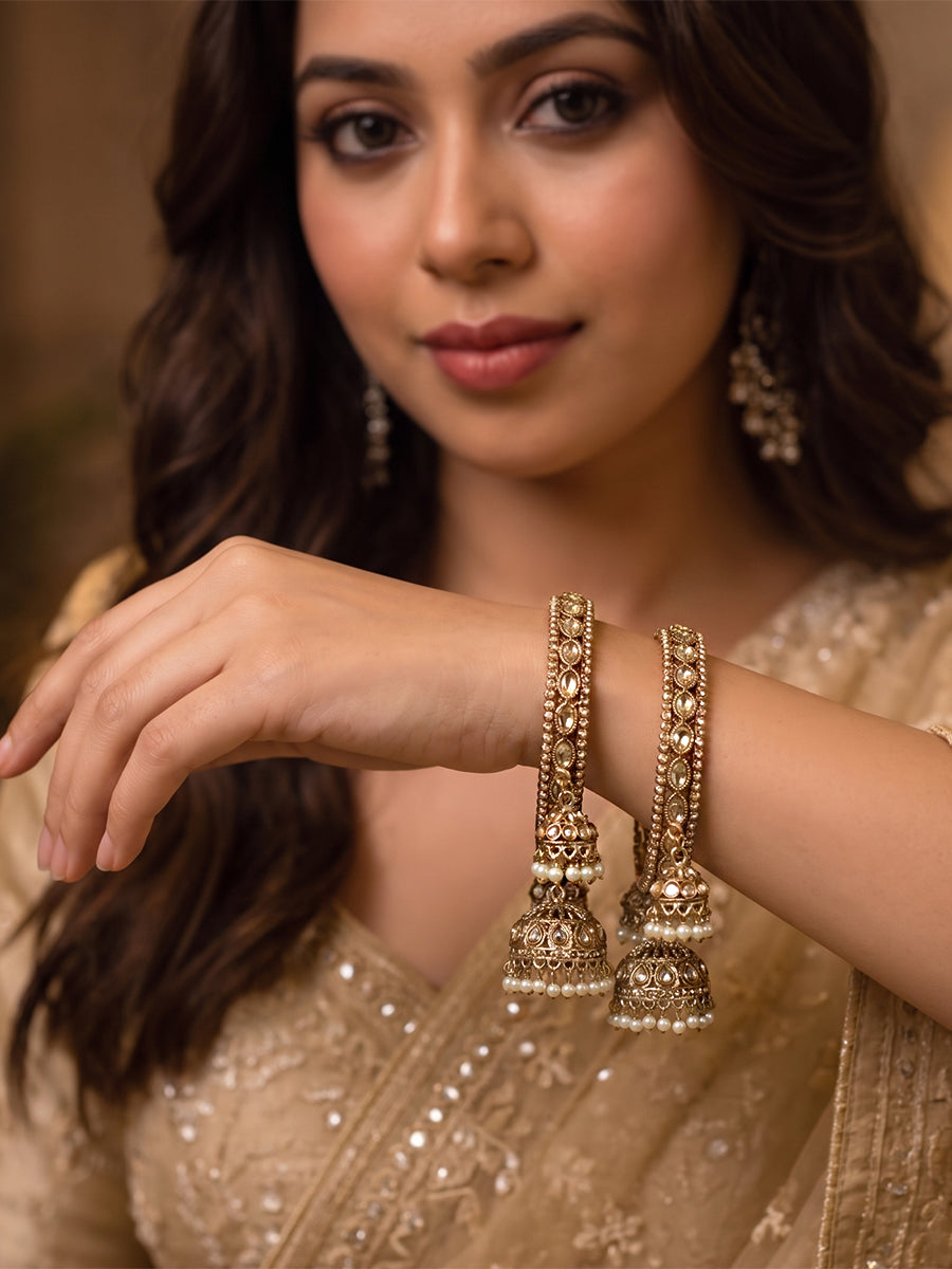 Siyara Jhmki Bangle-Antique Gold Tone