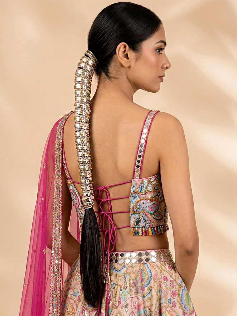 Savira Sequin Decorative Hair Plait Lace-Antique Gold