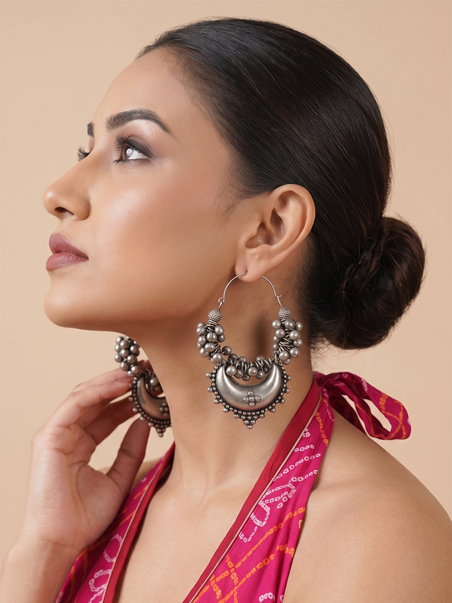 Mrinal Earrings - Antiuqe Silver