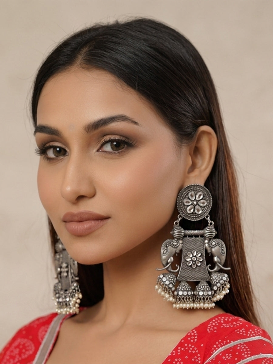 Kinjal Earrings-Antique Silver