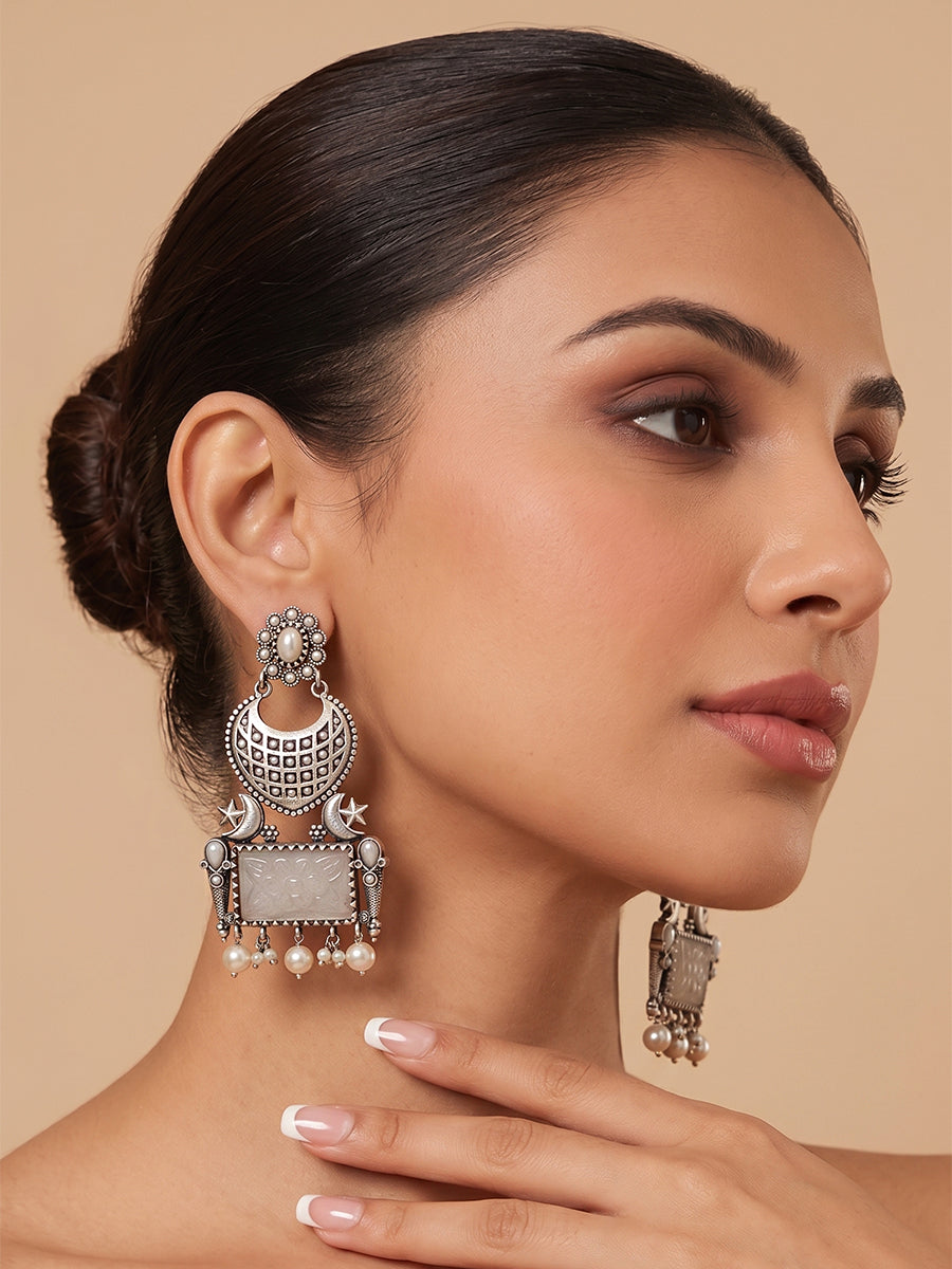 Misha Earrings - Silver / White