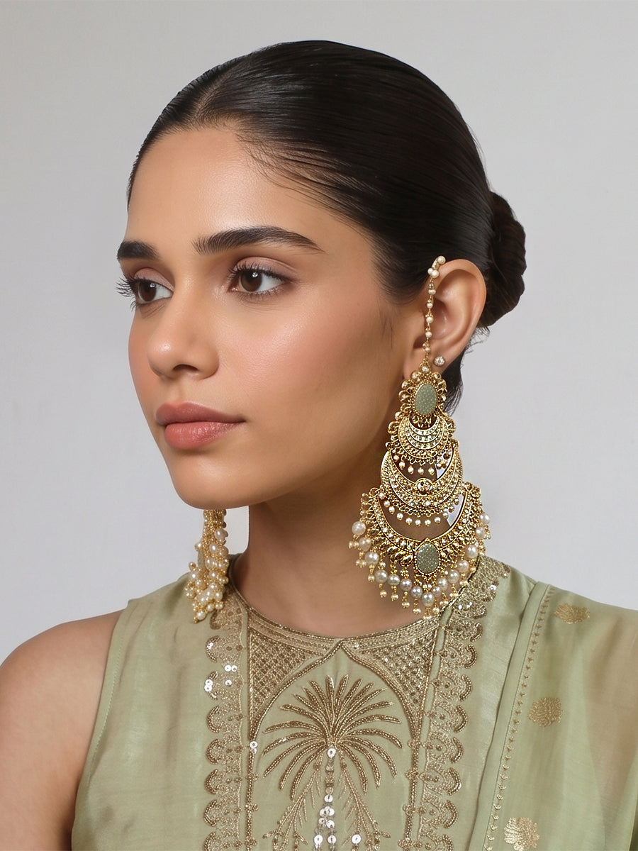 Shivani Earrings - Gold / Mint Green