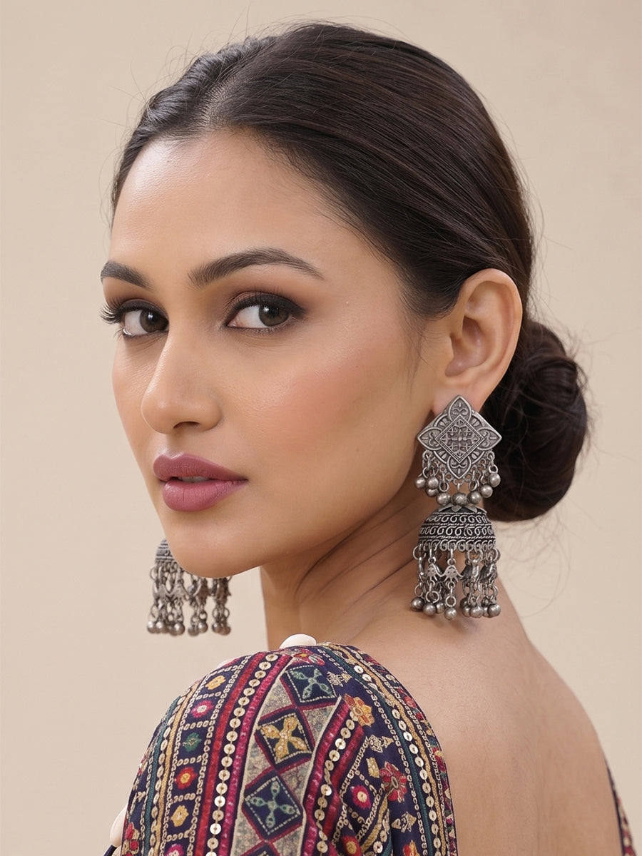 Kajri Jhumka Earrings-Antique Silver