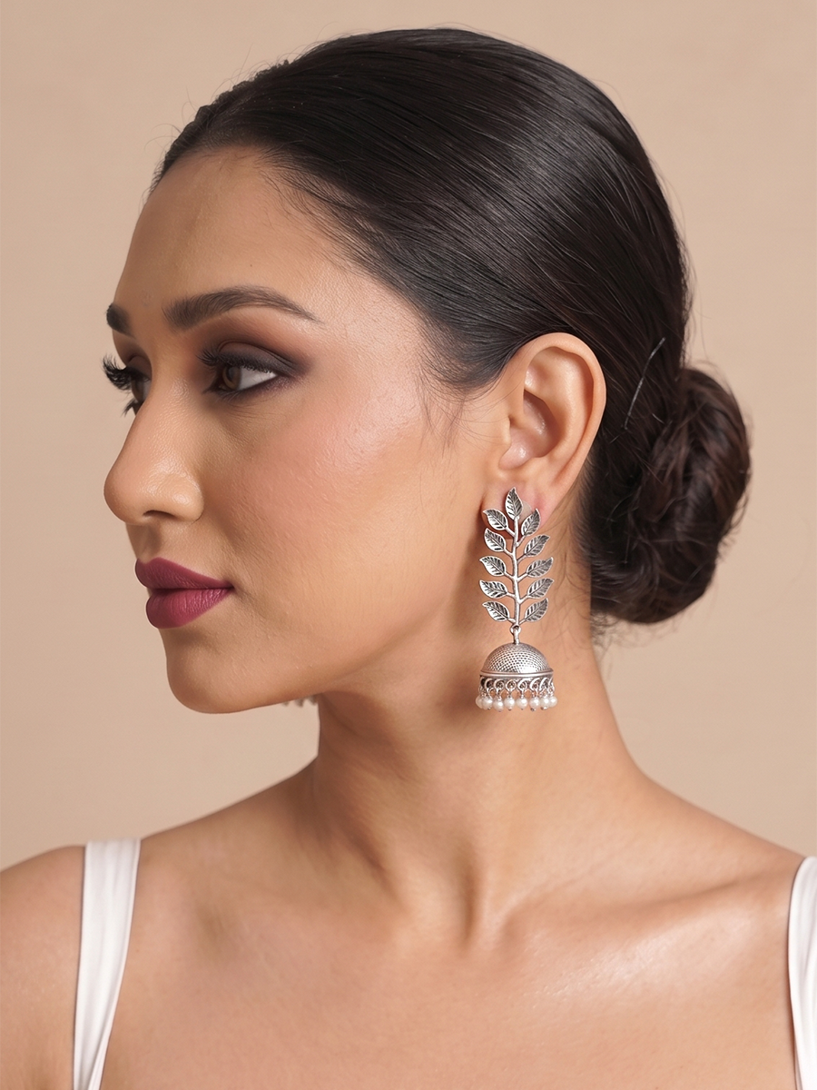 Tanvi Jhumki Earrings-Antique Silver