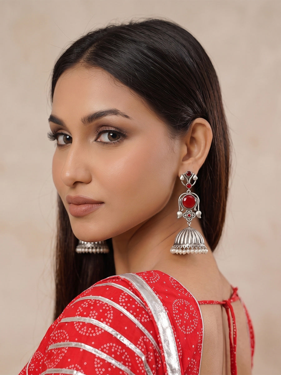 Simone Jhumki Earrings-Maroon
