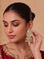 Mishali Jadau Jhumki Earrings - Pearl