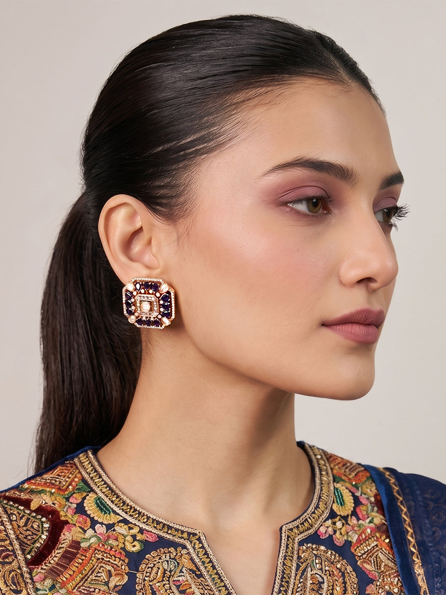 Udvi Stud Earrings-Blue