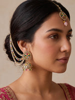 Shiza Jhumki Earrings with Earchain & Tikka - Multicolor