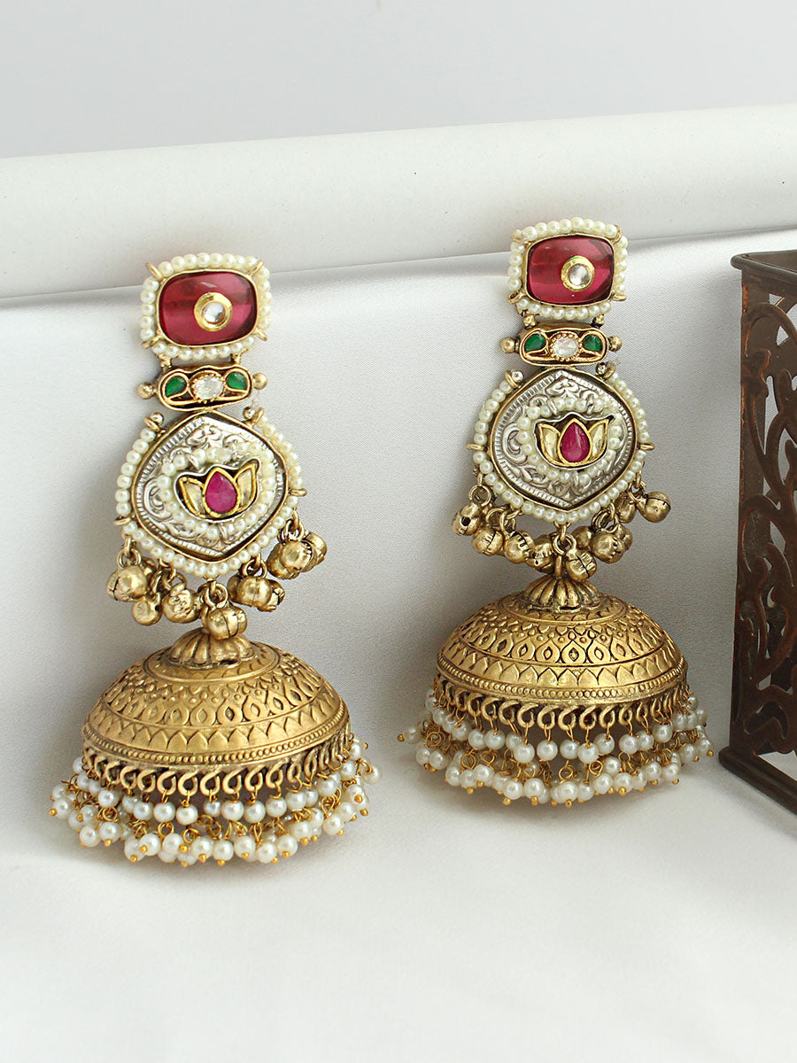 Nayab Jhumka / Jhumki Earrings-Hot Pink