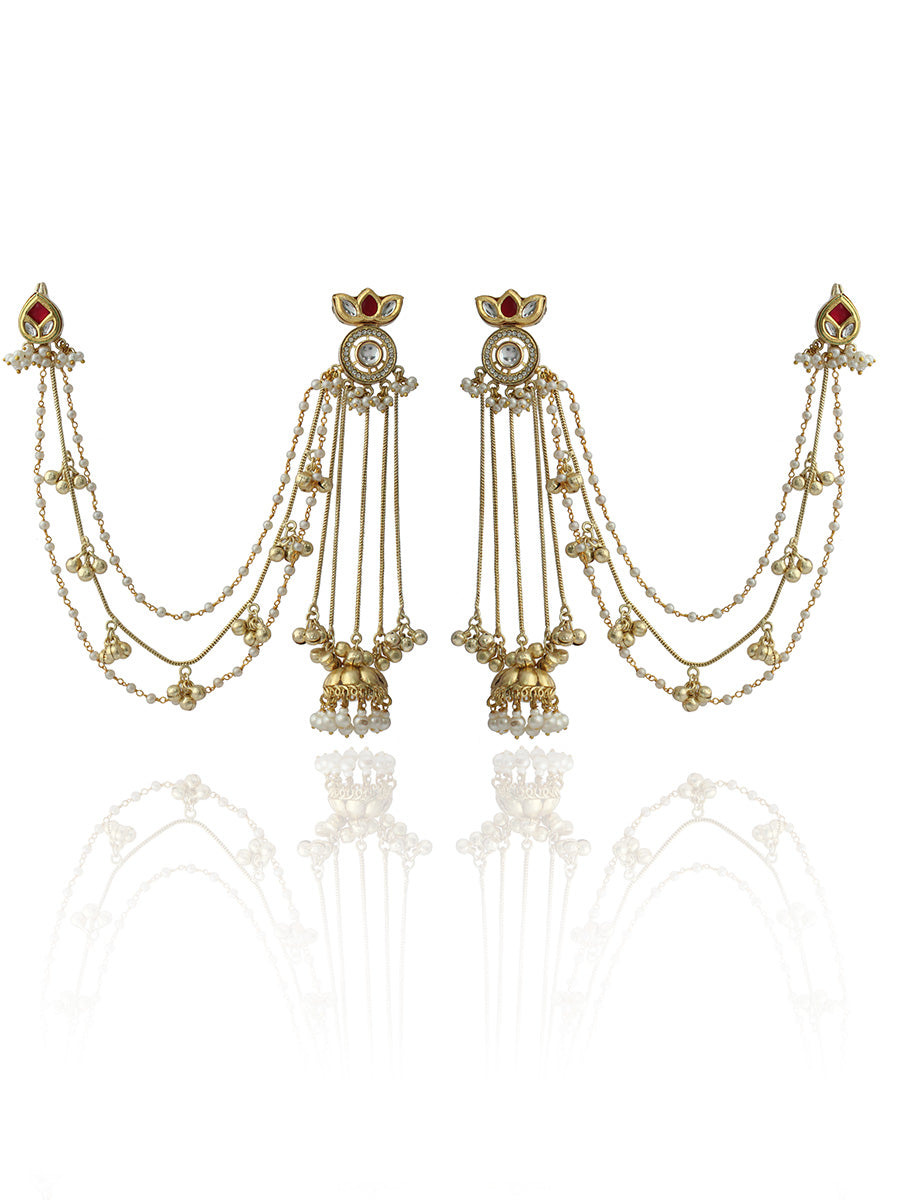 Urjita Long Earrings with Ear Chain