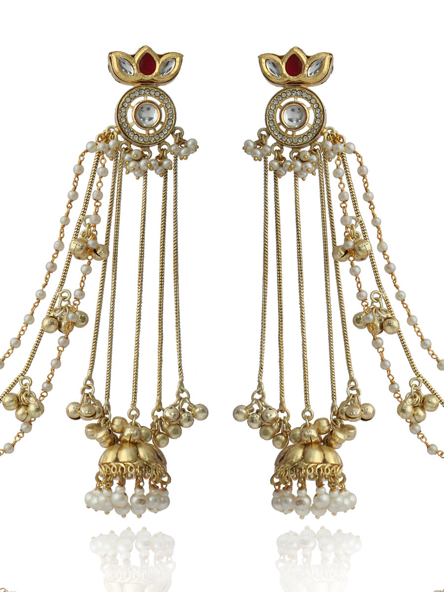 Urjita Long Earrings with Ear Chain