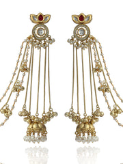 Urjita Long Earrings with Ear Chain
