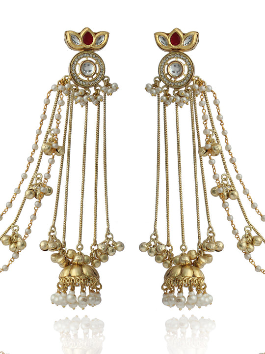 Urjita Long Earrings with Ear Chain