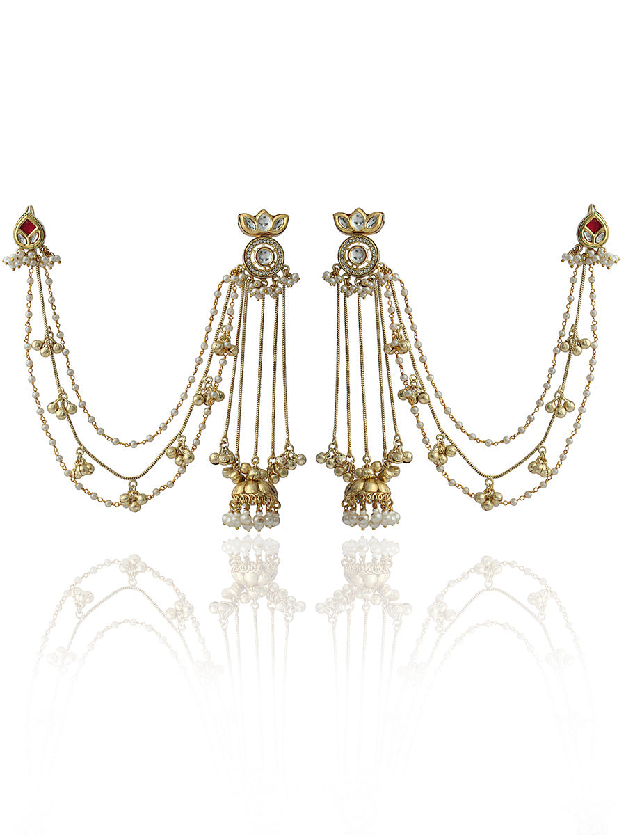 Urjita Long Earrings with Ear Chain