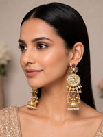 Karnika Long Jhumki Earrings-Grey
